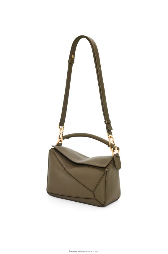 Loewe Women Small Puzzle bag in classic calfskin Dark Khaki Green LH60R542