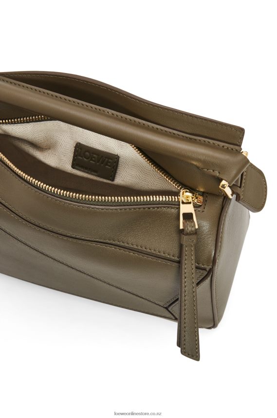 Loewe Women Small Puzzle bag in classic calfskin Dark Khaki Green LH60R542