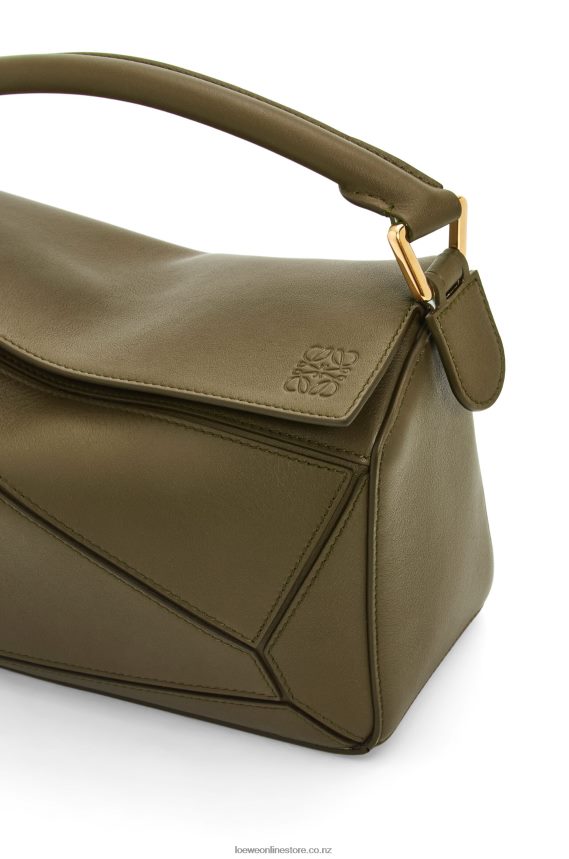 Loewe Women Small Puzzle bag in classic calfskin Dark Khaki Green LH60R542