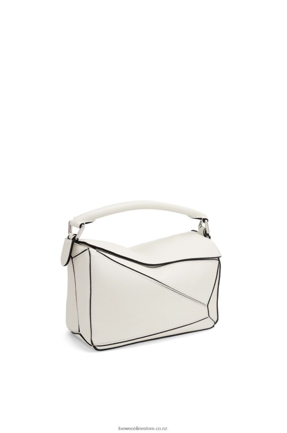 Loewe Women Small Puzzle bag in soft grained calfskin Soft White LH60R367