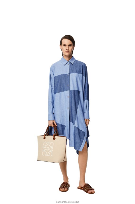 Loewe Women Anagram Tote bag in jacquard and calfskin Ecru/Tan LH60R122