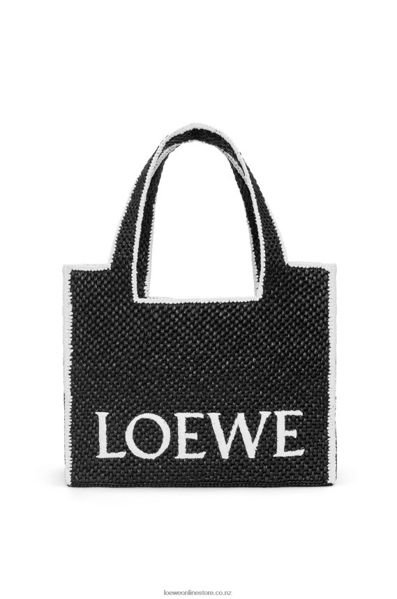Loewe Women Large Font Tote in raffia Black LH60R11