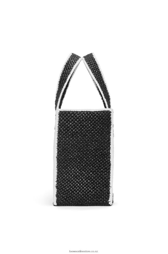 Loewe Women Large Font Tote in raffia Black LH60R11