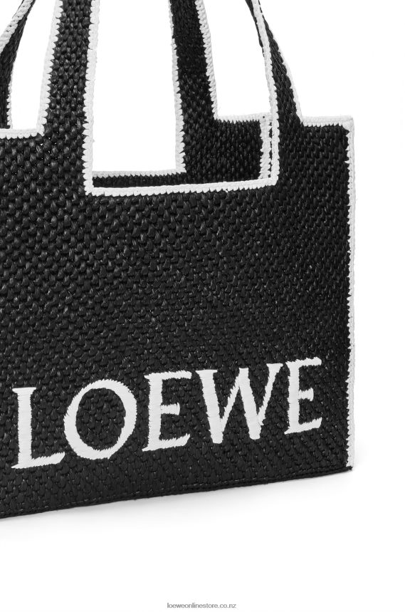 Loewe Women Large Font Tote in raffia Black LH60R11