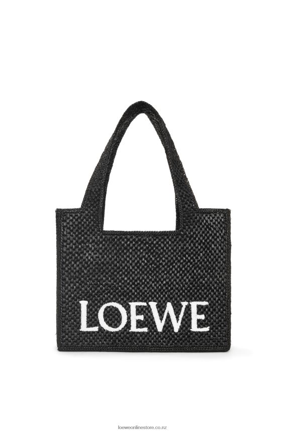 Loewe Women Medium Font Tote in raffia Black LH60R12