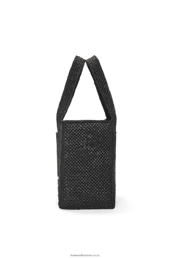 Loewe Women Medium Font Tote in raffia Black LH60R12