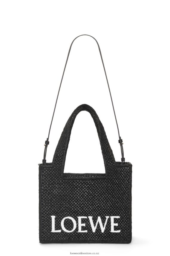 Loewe Women Medium Font Tote in raffia Black LH60R12