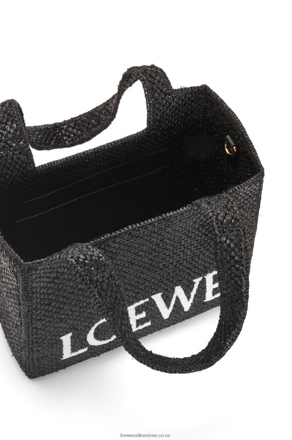 Loewe Women Medium Font Tote in raffia Black LH60R12