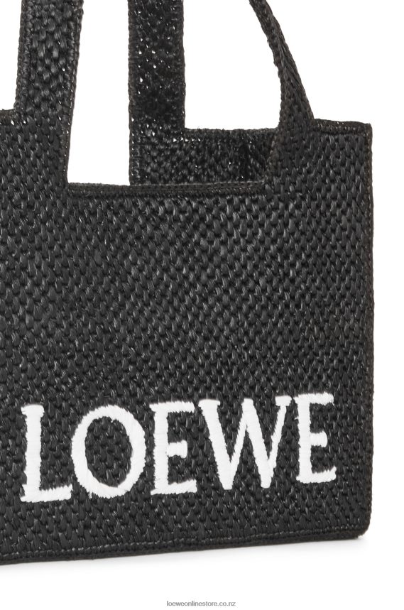 Loewe Women Medium Font Tote in raffia Black LH60R12