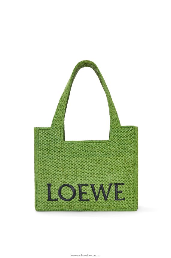 Loewe Women Medium Font Tote in raffia Green LH60R32