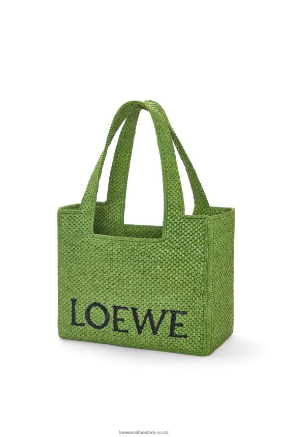 Loewe Women Medium Font Tote in raffia Green LH60R32