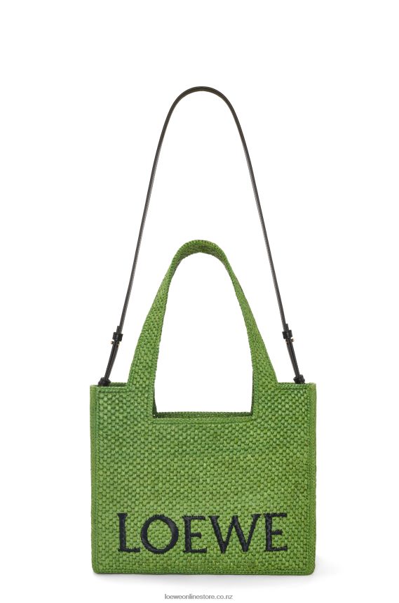 Loewe Women Medium Font Tote in raffia Green LH60R32