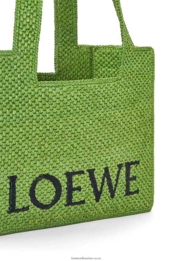 Loewe Women Medium Font Tote in raffia Green LH60R32