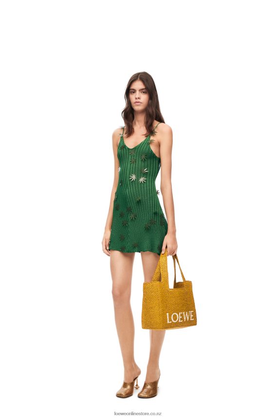 Loewe Women Medium Font Tote in raffia Ochre LH60R13