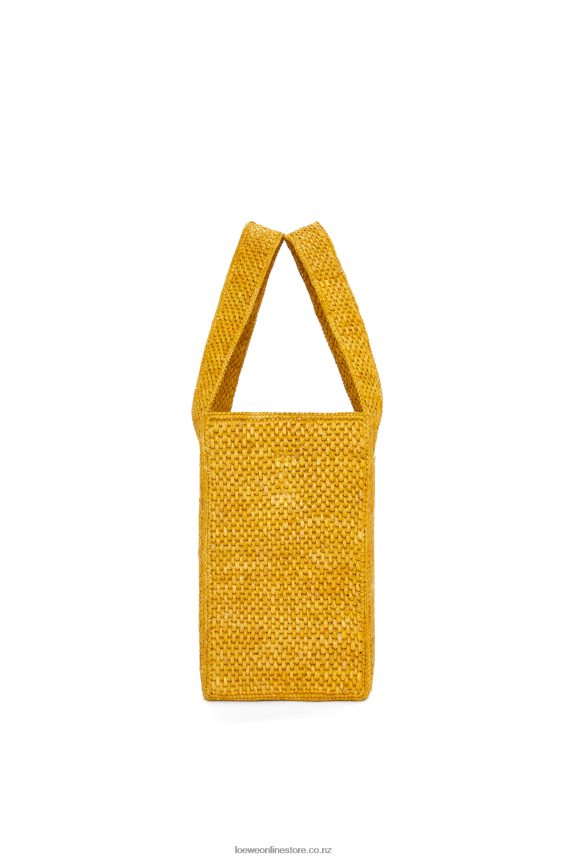 Loewe Women Medium Font Tote in raffia Ochre LH60R13