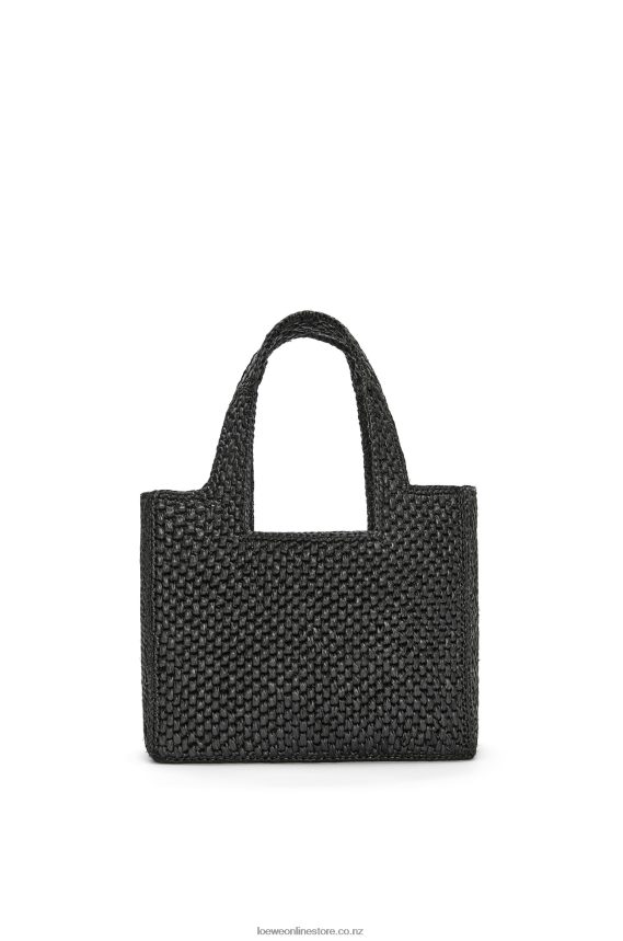 Loewe Women Small Font Tote in raffia Black LH60R53