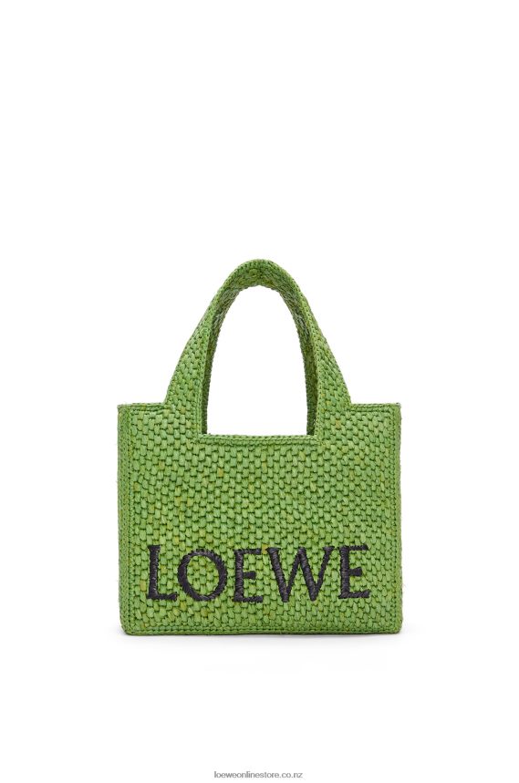 Loewe Women Small Font Tote in raffia Green LH60R108
