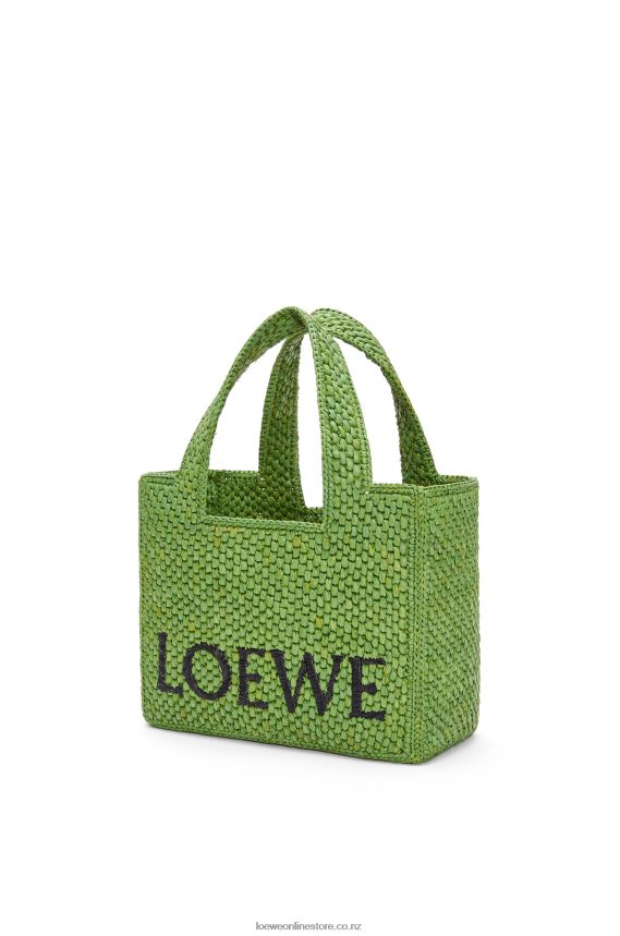 Loewe Women Small Font Tote in raffia Green LH60R108