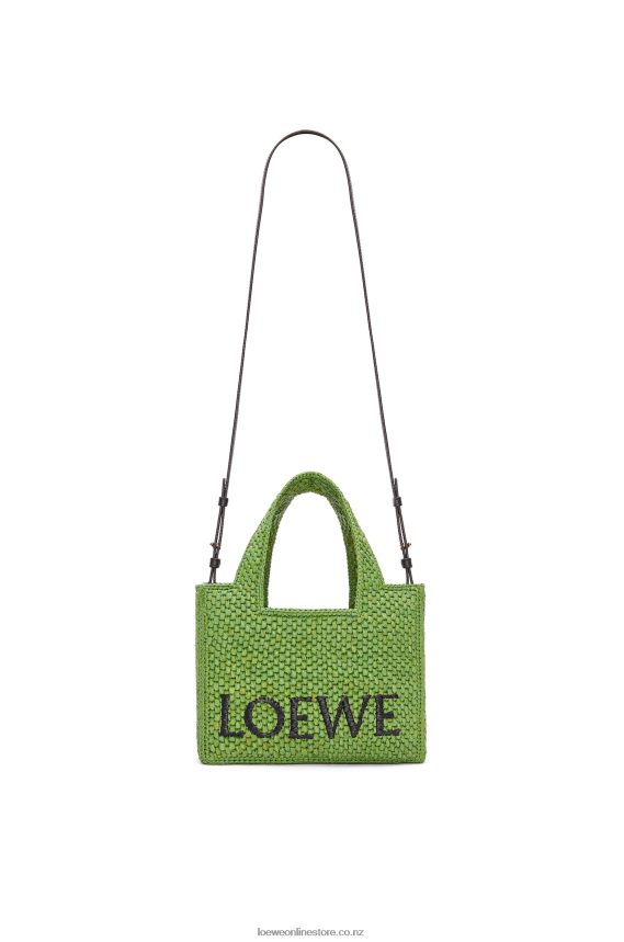 Loewe Women Small Font Tote in raffia Green LH60R108