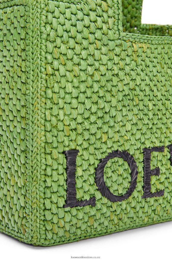 Loewe Women Small Font Tote in raffia Green LH60R108
