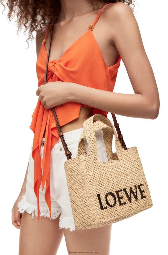 Loewe Women Small Font Tote in raffia Natural LH60R33