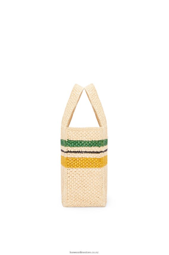 Loewe Women Small Font Tote in raffia Natural/Multicolor LH60R111
