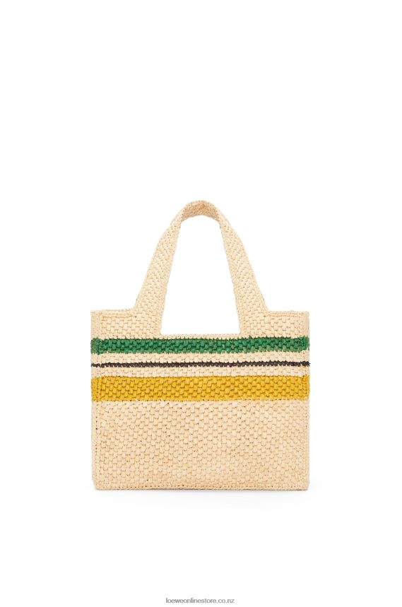Loewe Women Small Font Tote in raffia Natural/Multicolor LH60R111