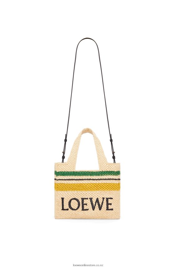 Loewe Women Small Font Tote in raffia Natural/Multicolor LH60R111