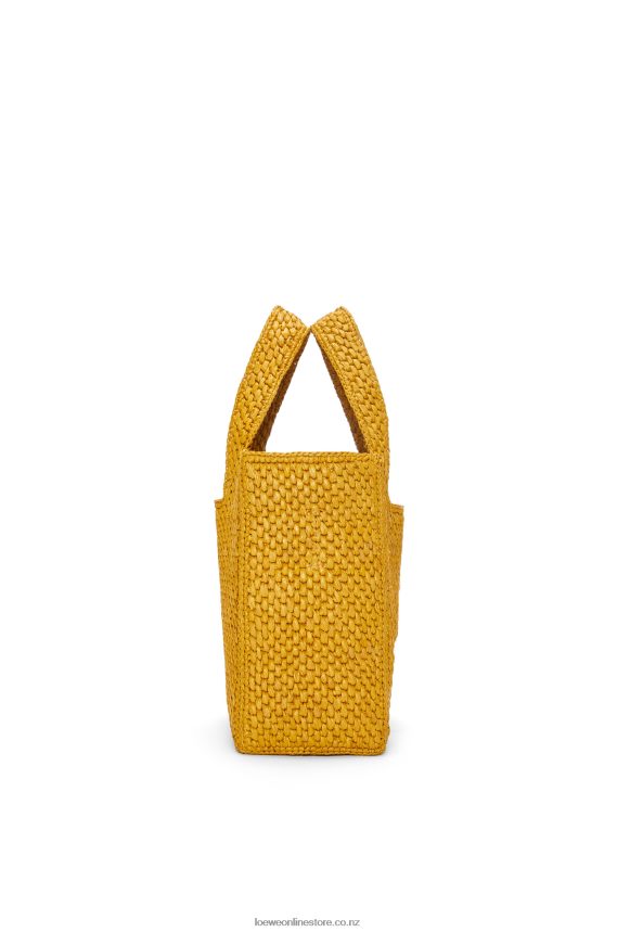 Loewe Women Small Font Tote in raffia Ochre LH60R52