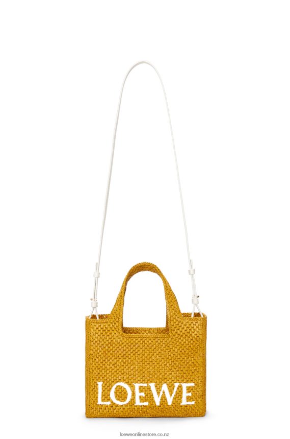 Loewe Women Small Font Tote in raffia Ochre LH60R52
