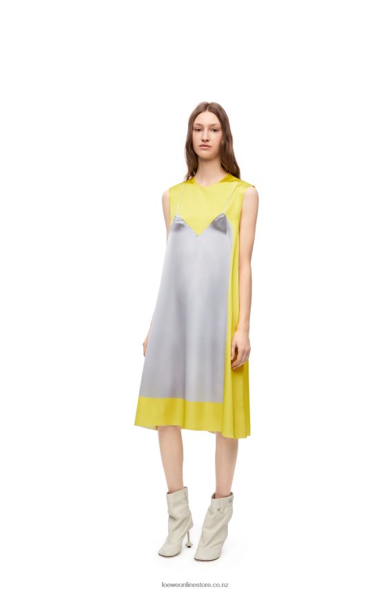 Loewe Women A-line dress in technical satin Yellow/Grey LH60R1033