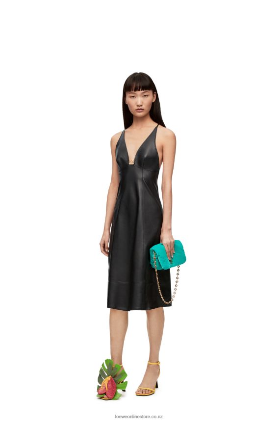 Loewe Women Anagram strappy dress in nappa Black LH60R1071