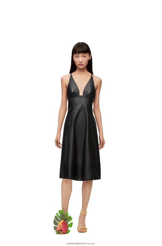 Loewe Women Anagram strappy dress in nappa Black LH60R1071