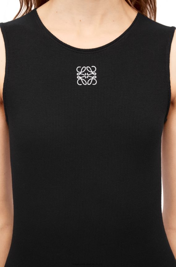 Loewe Women Anagram tank dress in cotton Black LH60R1091