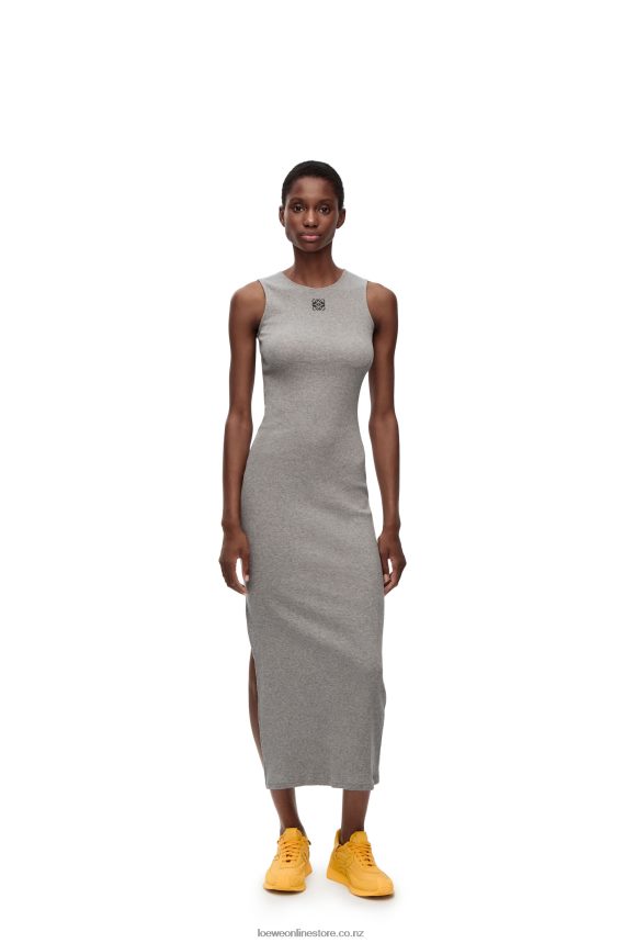 Loewe Women Anagram tank dress in cotton Grey Melange LH60R1090