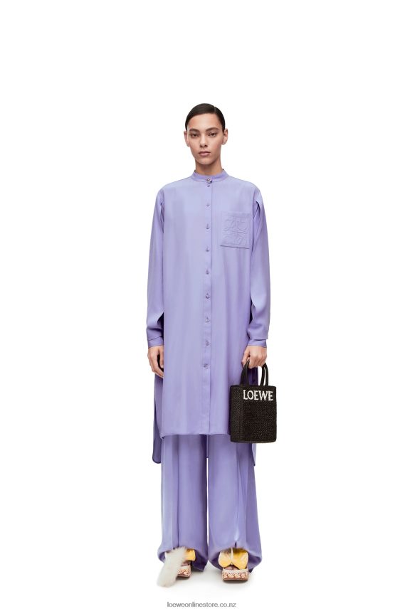 Loewe Women Anagram tunic dress in silk toile Lilac LH60R1075