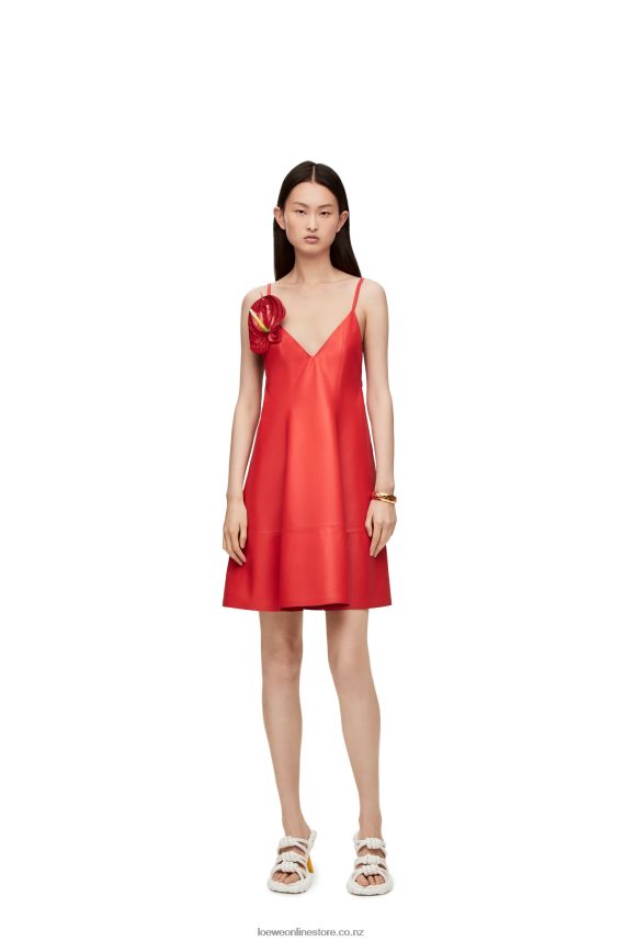 Loewe Women Anthurium strappy dress in nappa Red LH60R1065