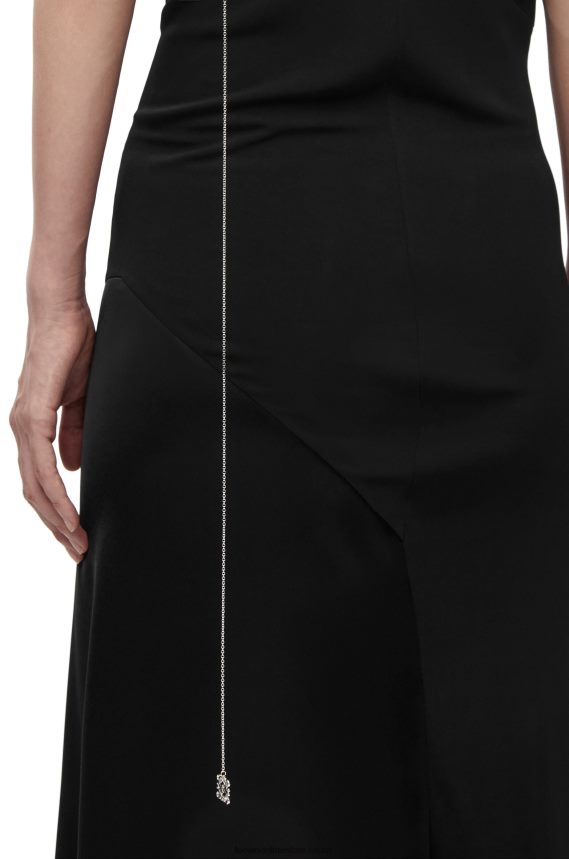 Loewe Women Asymmetric dress in satin and crepe Black LH60R1098