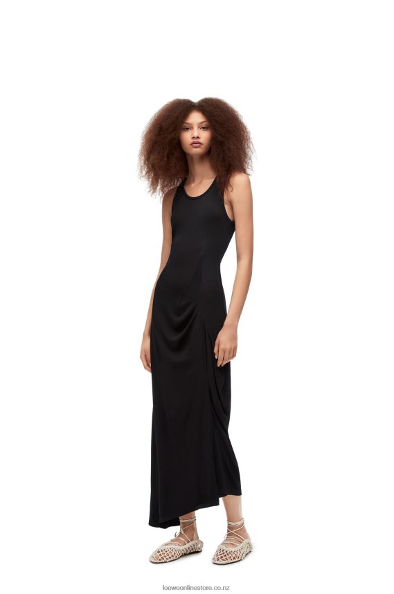 Loewe Women Asymmetric tank dress in viscose Black LH60R1060