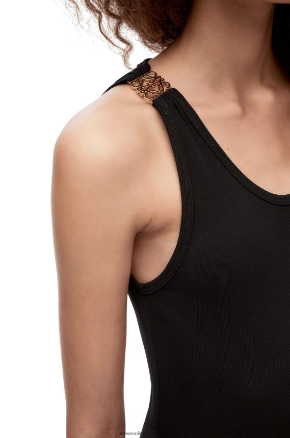 Loewe Women Asymmetric tank dress in viscose Black LH60R1060