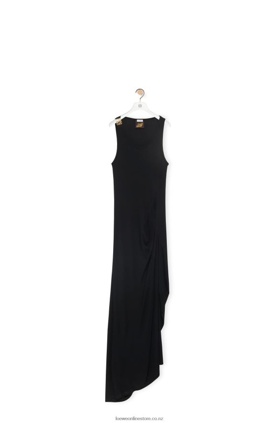 Loewe Women Asymmetric tank dress in viscose Black LH60R1060