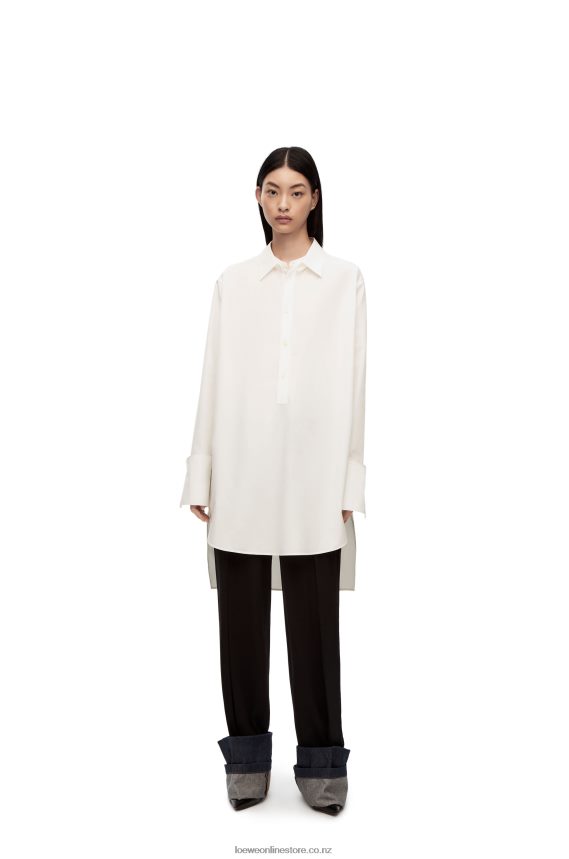 Loewe Women Deconstructed shirt dress in cotton Optic White LH60R1095