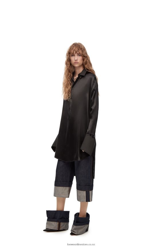 Loewe Women Deconstructed shirt dress in silk Black LH60R1099