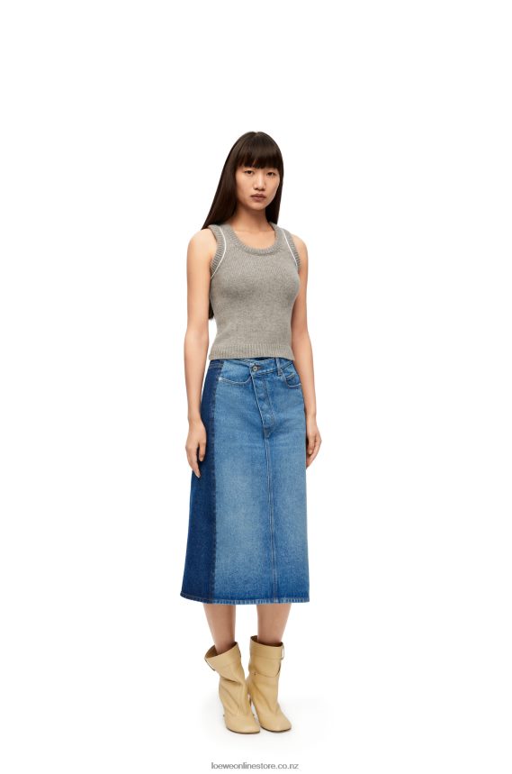 Loewe Women Deconstructed skirt in denim Denim Blue LH60R1160