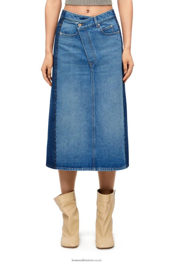 Loewe Women Deconstructed skirt in denim Denim Blue LH60R1160