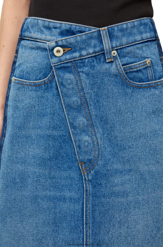 Loewe Women Deconstructed skirt in denim Denim Blue LH60R1160