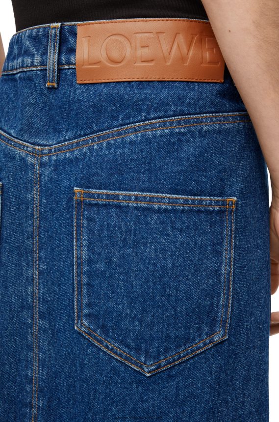 Loewe Women Deconstructed skirt in denim Denim Blue LH60R1160