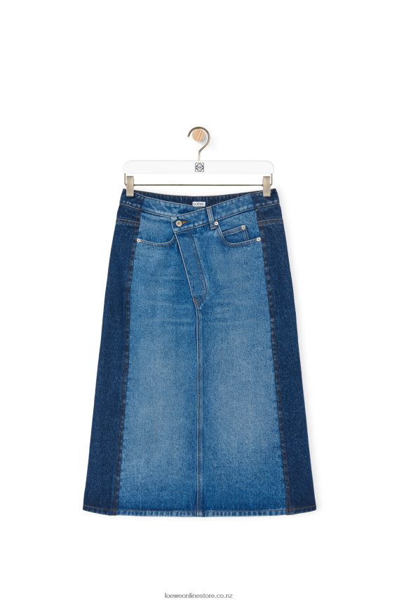 Loewe Women Deconstructed skirt in denim Denim Blue LH60R1160
