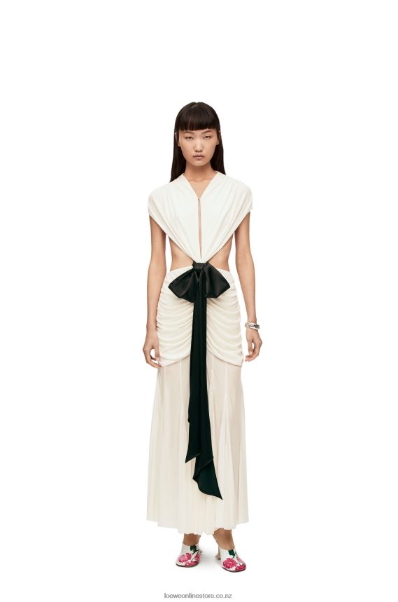 Loewe Women Draped bow dress in crepe jersey White LH60R1077