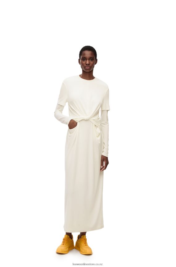 Loewe Women Draped dress in crepe jersey White LH60R1093